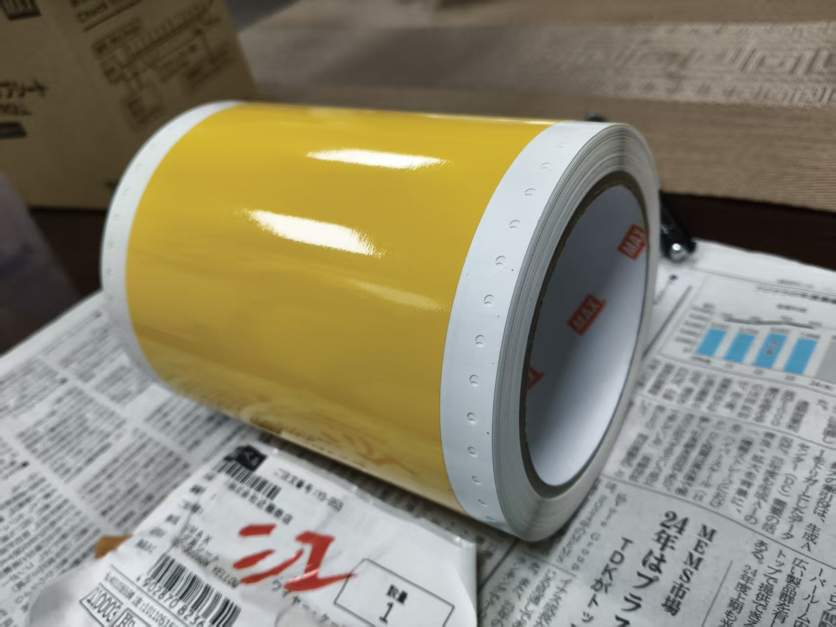 江崎中部地区办事处推荐 MAX  螺旋注射器黄色打印纸  SL-S115GN